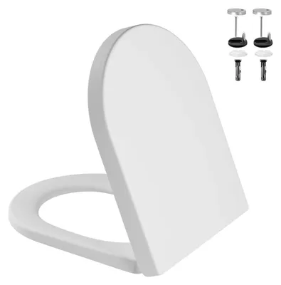 Produktbild von WC-Sitz für Kinder - D-Form Toilettensitz - Duroplast - Softclose Absenkautomatik - Schnellverschluss abnehmbar - Verstellbare Scharniere - Weiß