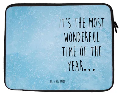 Produktbild von Mr. & Mrs. Panda Laptop Case Fuchs Sänger 33 x 42 cm - Eisblau - Geschenk, Heiligabend, Weihnachtslieder, Hülle, Tasche, Notebooktasche, Laptoptasche, Weihnachten, Winter
