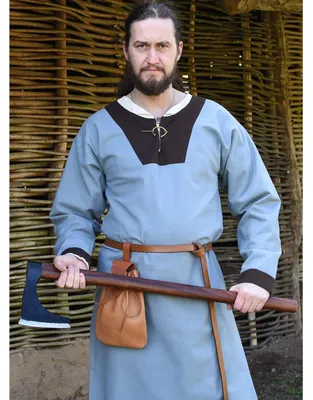 Immagine prodotto di Tunica medievale Vallentin, blu-grigio/marrone - abbigliamento medievale uomo LARP costumi medievali travestimento taglia: M