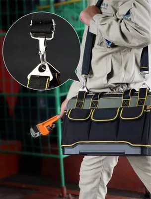 Image de Sac à outils imperméable et spacieux, fond en plastique, sac à dos de chantier, sac à outils pour artisans, sac de travail imperméable