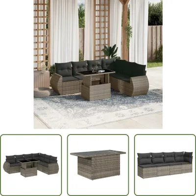Produktbild von The Living Store 7-tlg. Garten-Sofagarnitur mit Kissen Grau Poly Rattan