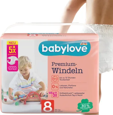Produktbild von Windel babylove Windeln Premium Gr. 8 XXL 18+ kg, 28 Stück