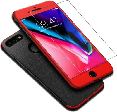 Produktbild von Apple iPhone 7 Plus 2 in 1 Handyhülle 360 Grad Full Cover Case Rot