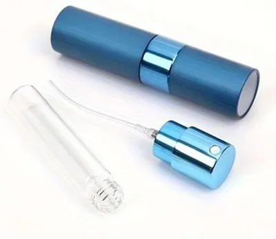 Produktbild von GKA Parfümzerstäuber 10 ml blau Aluminium drehbar Taschenzerstäuber Parfüm Spray Flasche für unterwegs Tasche Reise mit Einfüller