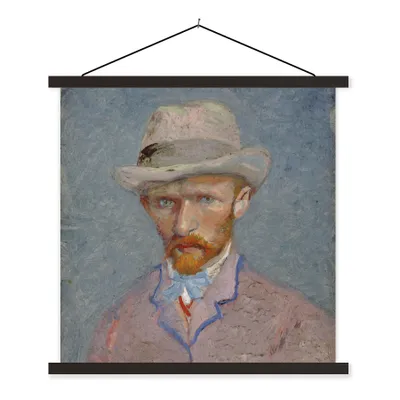 Produktbild von MuchoWow® Textilposter Selbstporträt - Vincent van Gogh 120x120 cm mit schwarzem Rahmen - Aufhängungsset