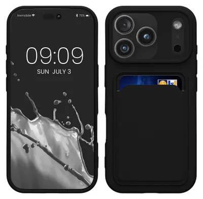 Produktbild von kwmobile Handyhülle für Apple iPhone 17 Pro Hülle mit Kartenfach - TPU Case - Kabelloses Laden - Schutzhülle Cover in Schwarz