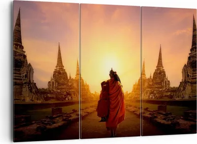 Produktbild von Bild auf Leinwand - Leinwandbild - Tempel Mönch - 165x110cm - Wand Bild - Wanddeko - Wandbilder - Leinwanddruck - Bilder - Kunstdruck - Wanddekoration - Leinwand bilder - Wandkunst - CE165x110-3472
