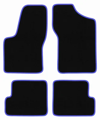 Produktbild von Velours-Fußmatten für Fiat Seicento 1998-2010 (Schrägheck) – 4-tlg, Schwarz/Blau, passgenau – Wielganizator CARLUX