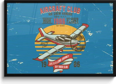 Produktbild von MuchoWow® MuchoWow® Gerahmtes Poster Mancave - Flugzeug - Vintage 90x60 cm - Poster mit zchwarzem Bilderrahmen - Fotorahmen - Foto-Plakat