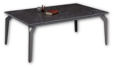 Immagine prodotto di Tavolino BIBI, colore antracite, superficie in Vetroceramica con effetto marmo, dimensioni 110 x 41 x 70 cm