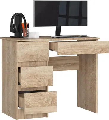 Produktbild von BDW Büroschreibtisch mit 4 Schubladen, Gamingtisch, Eiche Sonoma Links