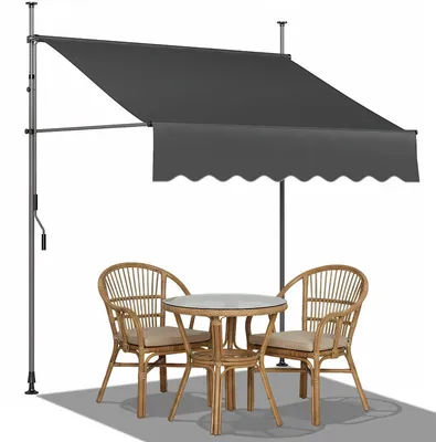 Produktbild von Klemmmarkise Balkonmarkise ohne Bohren, Sonnenschutz für Balkon und Terrasse, Dunkelgrau, 250 × 120 cm