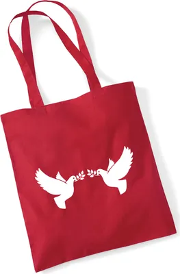Produktbild von Huuraa Jutebeutel Friedenstauben 10 Liter Classic Red Baumwolle Tasche Geschenkidee
