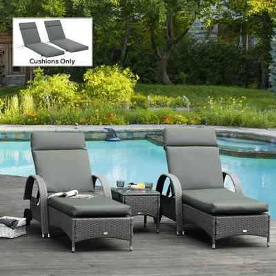 Produktbild von Liegenauflage 2er Set für Sonnenliege, Gartenliege Polsterauflage extra dick, Polyester, Dunkelgrau | 196 x 55 x 8 cm | 4,3 kg