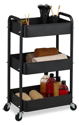 Produktbild von Küchentrolley Servierwagen Rollwagen - 3 Etagen - 71,5 x 43,5 x 29,5 cm - Stahl - Schwarz - Für Küche und Badezimmer