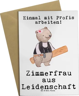 Produktbild von Mr. & Mrs. Panda Klappkarte Zimmerfrau Leidenschaft - Weiß - Geschenk, einladungskarten, dankeskarten, osterkarte, hochzeitskarten, weihnachtskarten