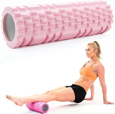 Image de Rouleau de Pilates en mousse, 90 cm, rose, pour massage des fascias