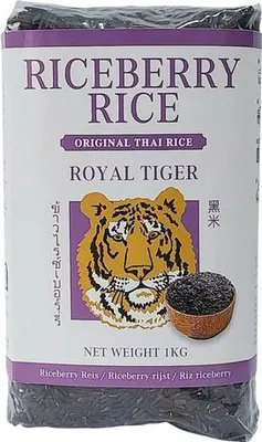 Produktbild von Royal Tiger Riceberry Reis, 1kg Beutel, schwarzer Reis, Jasminreis