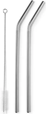 Immagine prodotto di Set di 4 cannucce e spazzola per la pulizia Ibili-Classica, acciaio inossidabile, 25 cm, argento