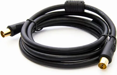 Produktbild von PremiumX 2m TV Antennenkabel IEC-Anschlusskabel mit Mantelstromfilter Schwarz
