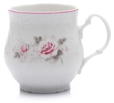 Produktbild von Thun 1794 Becher Jonah, Tschechisches Porzellan, Bernadotte, 310 ml, rosa, rosa Streifen, Thun