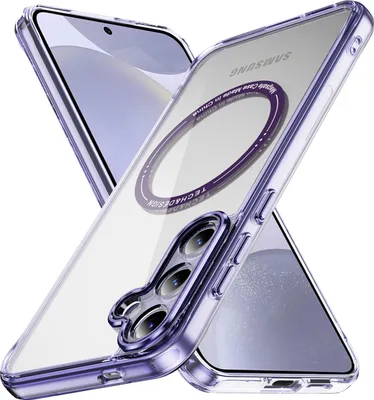 Immagine prodotto di Custodia magnetica trasparente per Samsung Galaxy S25+, compatibile con MagSafe, custodia protettiva ibrida antiurto Viola