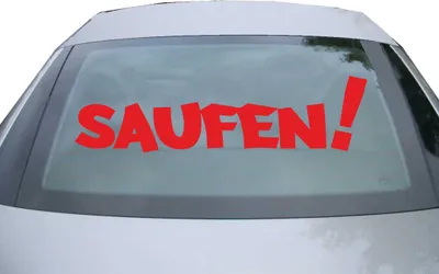 Produktbild von Indigos UG - Aufkleber Heckscheibe & Motorklappe DE7092 - rot - 600x157 mm - SAUFEN!!! - Auto Scheiben Fenster Heckklappe Tuning Racing JDM - Die cut