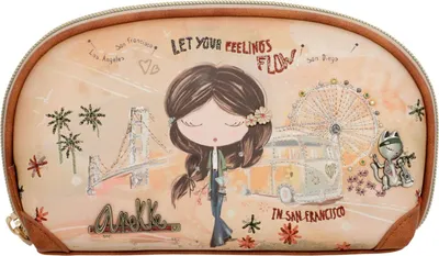 Immagine prodotto di Anekke portafoglio Peace & Love RFID Holdall Bag Camel multicolore