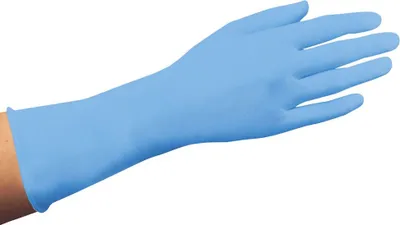 Produktbild von Papstar Handschuhe aus Nitril in der Größe M blau Puderfrei 200 Stück
