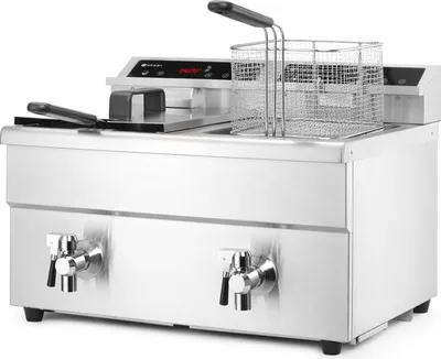 Immagine prodotto di Friggitrice a induzione HENDI - con rubinetto di scarico 2x8 l, Profi Line, 16L, 230V/7000W, 577x609x(H)410mm