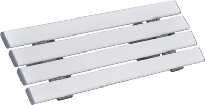 A white bath board with gray supports, shown from a diagonal angle against a white background.