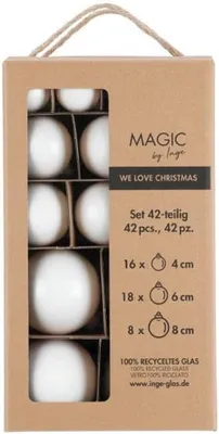 Produktbild von Christbaumkugeln Weihnachtskugeln Glas Ø 4/6/8 cm 42 Stück pure white