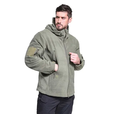 Produktbild von Fleecejacke Herren Fleece Jacke Outdoor Winddicht Kapuzenjacke, für die Übergangszeit, Aus Fleece schnelltrocknend outdoor Arbeit und Abenteuer