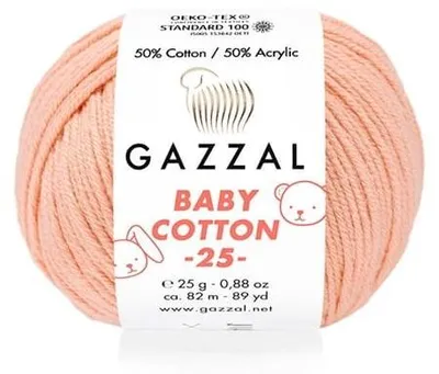 Obrázek produktu pro Příze Gazzal Baby Bavlna, 25 g, barva 3412 (broskvová) – pro pletení a háčkování