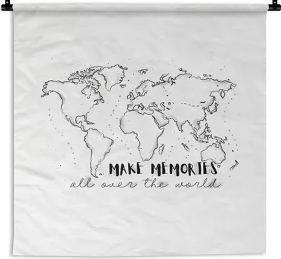 Produktbild von MuchoWow® Wandteppich Wandbehang Karte - Sprichwörter - Schwarz und Weiß 150x150 cm Tapisserie Dekoration Wandtuch - Wohnaccessoires - Modernes