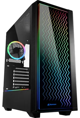 Produktbild von Sharkoon RGB LIT 200, Midi Tower, PC, Schwarz, ATX, micro ATX, Mini-ITX, Blau, Grün, Rot, Taschenlüfter, Vorderseite