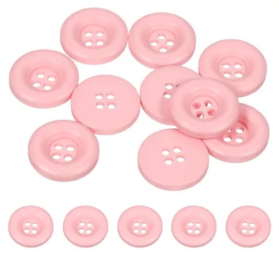 Nähknöpfe 15 mm, 10 Stück, 4 Löcher, Harz, rund, rosa