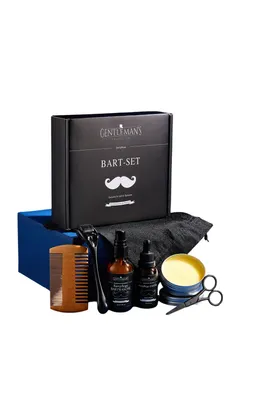 Produktbild von Gentleman’s Selection Bartpflege Set 8-teilig – Bartshampoo, Bartöl, Bartbalsam, Bartroller, Bartkamm, Schere, Stofftasche & Geschenkbox