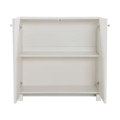 Produktbild von MERAX Sideboard Kommode mit 2 Türen und Ablage, Highboard Standschrank mit Bogenmuster & goldenen Griffen, 80x40x80cm, Weiß, romantisches Design
