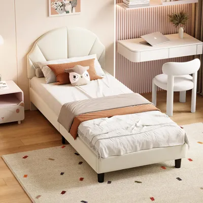 Imagen del producto de Cama infantil completa, tamaño 90 x 200 cm, color beige