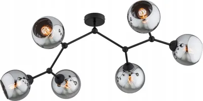Produktbild von KAR-LIGHTING Deckenleuchte 6-flammig Schwarz aus Glas und Metall – Esszimmer & Wohnzimmer – E27