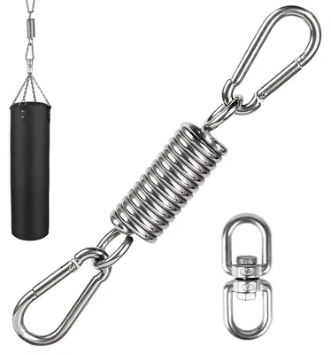 Imagen del producto de Soporte para columpio con muelles de acero inoxidable, ganchos giratorios de 360°, incluye mosquetones, ideal para jardín y camping