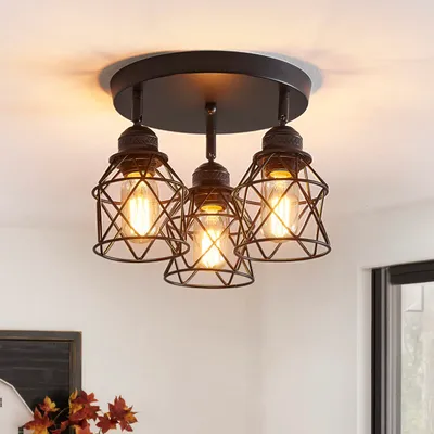 Produktbild von Deckenlampe LED 3 Flammig Schwenkbar Deckenstrahler E27 Deckenleuchte Deckenspot für Flur, Küche, Wohnzimmer, Flur (mit LED-Lampen)
