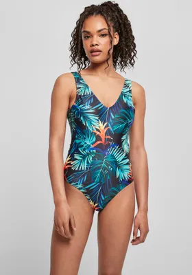 Image de Urban Classics Maillot de bain jambes hautes à motifs pour dames vriesea noir - XS