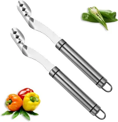 Obrázek produktu pro Sada na odšťavňování paprik a chilli – 2 kusy – kuchyňské pomůcky na rajčata a cukety – praktický nástroj na vyjímání pepřových zrn