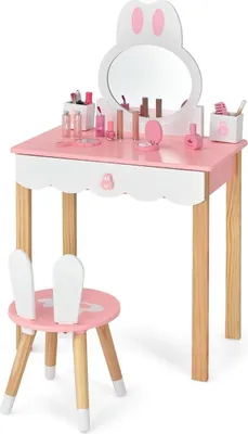 Immagine prodotto di Toeletta per bambini con sgabello Toeletta Princess 60 x 34 x 103 cm rosa + bianco