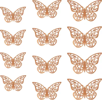 Produktbild von Oblique Unique 3D Schmetterlinge 12er Set glänzend für die Wand zum Kleben Wandtattoo Wanddeko - roségold