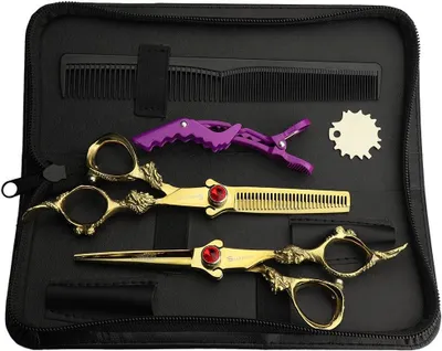Produktbild von Friseurscheren Set mit Effilierschere und Haarschere - 5,5-6 Zoll