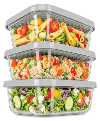 Produktbild von KADAX Frischhaltedosen 1 Liter, 3er Set, Aufbewahrungsdosen mit Deckel Frischhalteboxen für Kühlschrank, Vorratsdosen aus Kunststoff, rechteckige Plastikdosen für Lebensmittel, mikrowellengeeignet