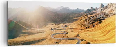 Produktbild von Bild auf Leinwand - Leinwandbild - Einteilig - Sonne Berge Weg - 140x50cm - Wand Bild - Wanddeko - Wandbilder - Leinwanddruck - Bilder - Wanddekoration - Leinwand bilder - Wandbild - AB140x50-4836